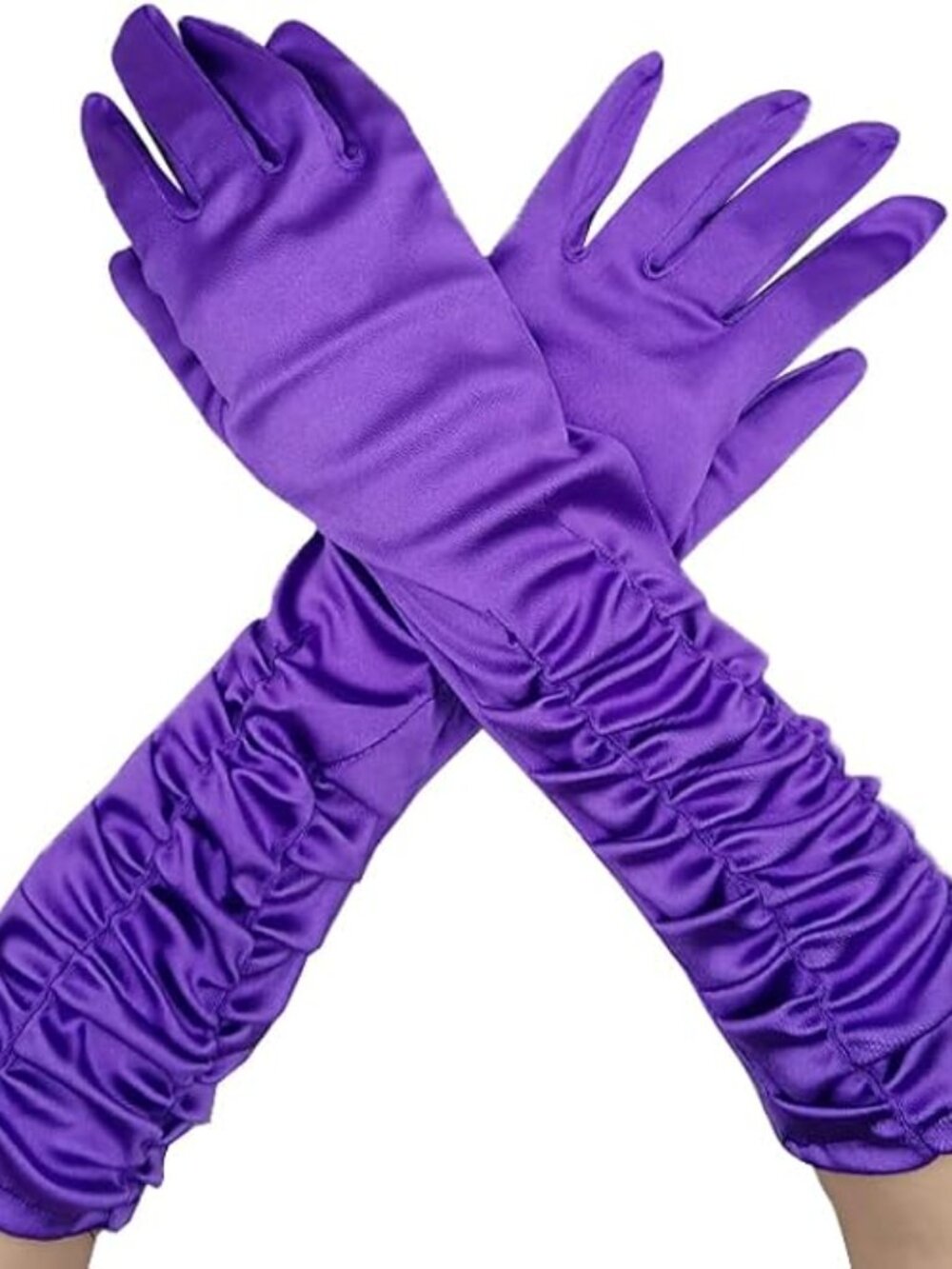 Women's -Purple 1920s Elbow Length Stretchy Satin Long Opera Gloves